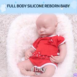 Poupée reborn en silicone souple pour collectionneurs de cadeaux pour bébé fille nouveau-née de 17 po avec les yeux fermés