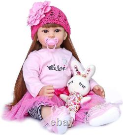 Poupées bébé réalistes en silicone et vinyle, fille bambin de 24 pouces (60 cm)