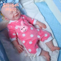 Poupées bébé reborn en silicone platine de 18,5 pouces avec système de boisson humide pour nouveau-né fille