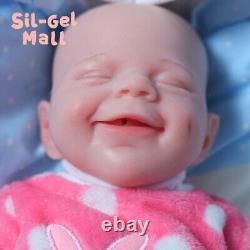 Poupées bébé reborn en silicone platine de 18,5 pouces avec système de boisson humide pour nouveau-né fille