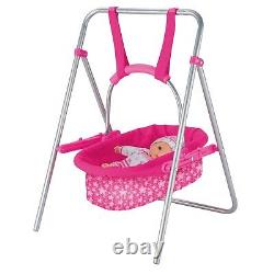Snuggles Poupées De Bébé Pink Swing Carry Cradle Cradle Cot Kid Jouet De Jeu De Rôle