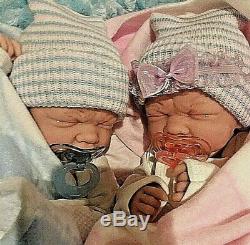 Twins Précieux Prématuré Bébés Garçon Et Une Fille Réaliste 14 Pouces Tous Vinyle