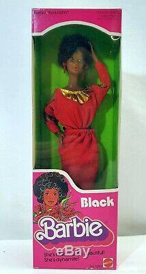 Vintage 1979 Premier Noir Poupée Barbie Disco Afro Robe Rouge Mattel 1293 Nouveau Nrfb
